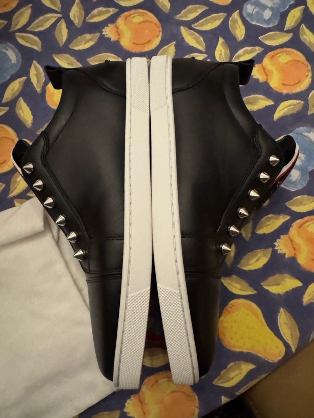 NWT Christian Louboutin Womens Black Leather Spike Slip-On Sneakers 9B - Picture 6 of 12